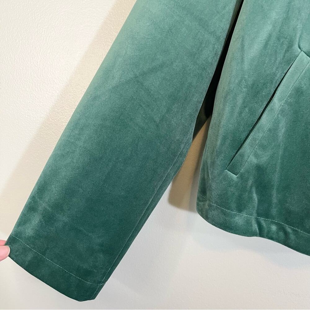 LC Lauren Conrad Collared Long Sleeve Full Zip Velvet Moto Jacket Green XXL NWT - Picture 10 of 11